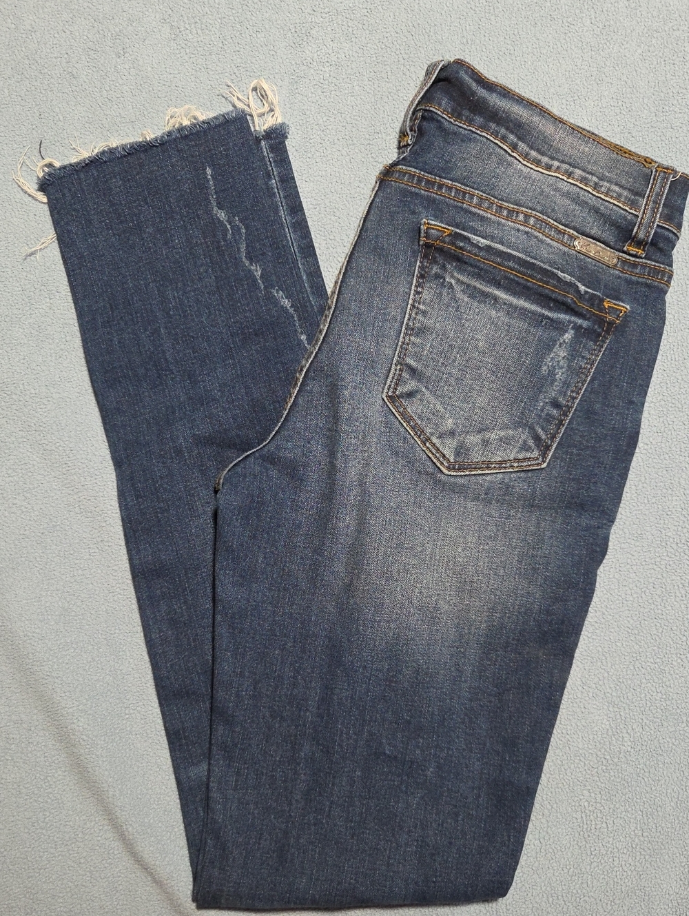 KanCan Dark Wash Frayed Hem Ankle Jeans